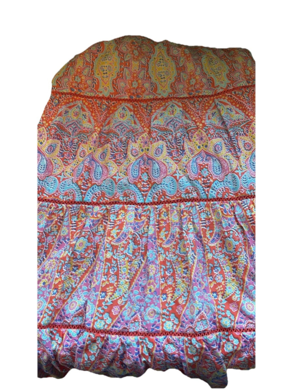 Talbots Dress 10 Tiered Flowy Maxi Medallion Peasant Boho Beach Resort Travel - Picture 5 of 12